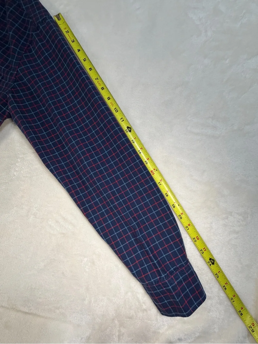 J. Crew Navy and Red Plaid Button-Down Shirt - Size Medium